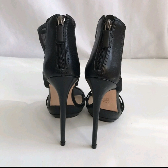 BCBG Max Azria Ferned Sandals Heel Leather Mesh Black Shoe Sandal 6.5 /36.5 - Picture 8 of 11